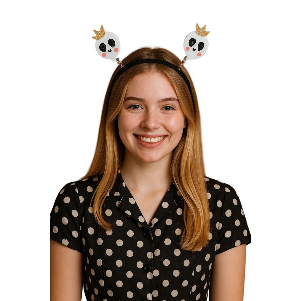 Halloween Skull Headband Gold Crown NEW